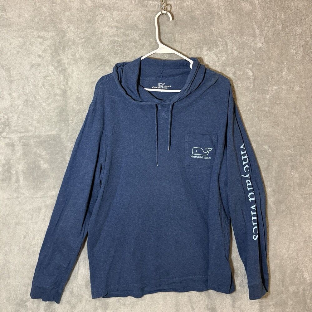 Vineyard Vines Men's Navy Blue Full Zip Hoodie Whale Logo Size L Nautical